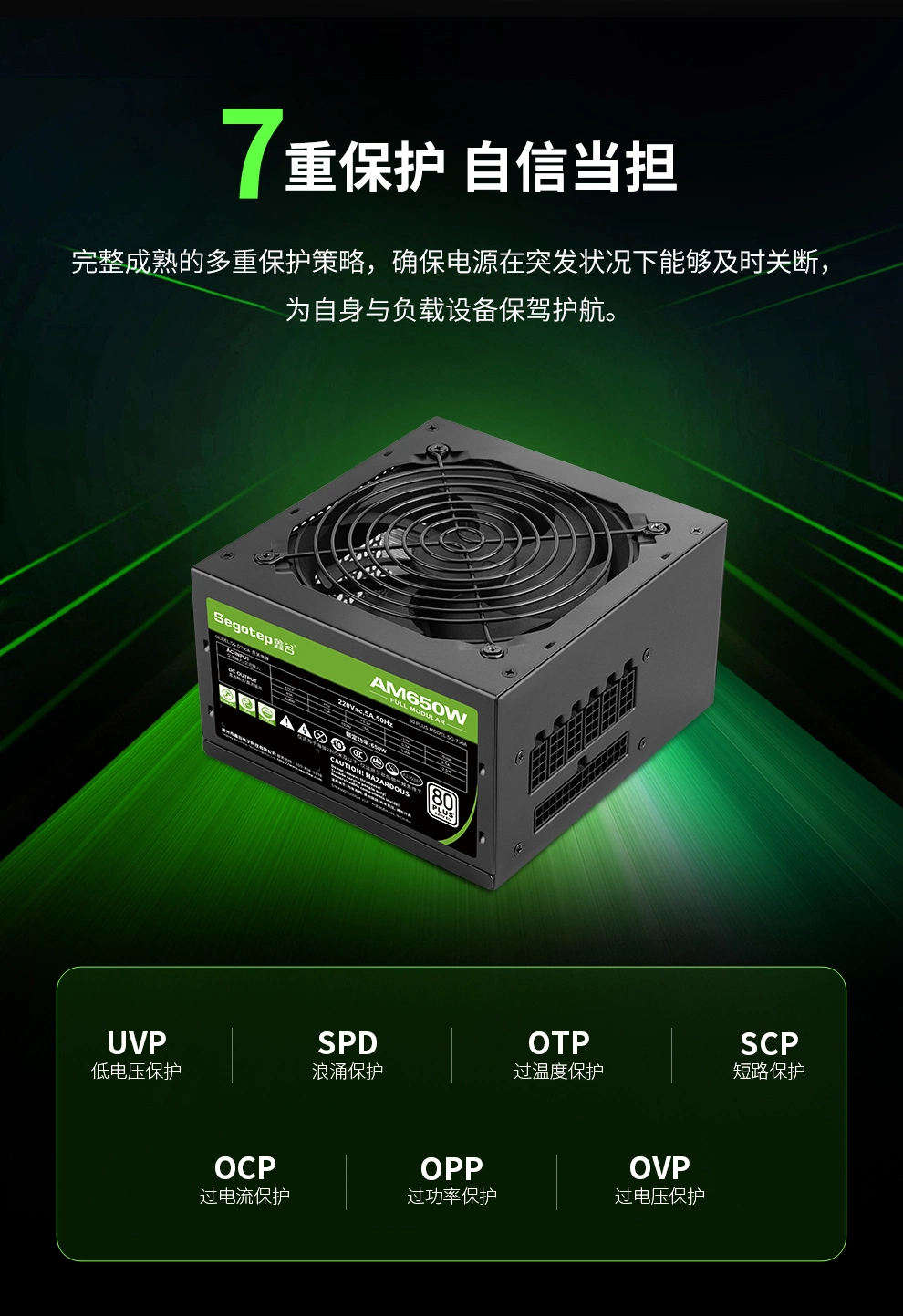 Segotep Full Modular Desktop Gaming Power Supply 12V DC Power 80plus Certified