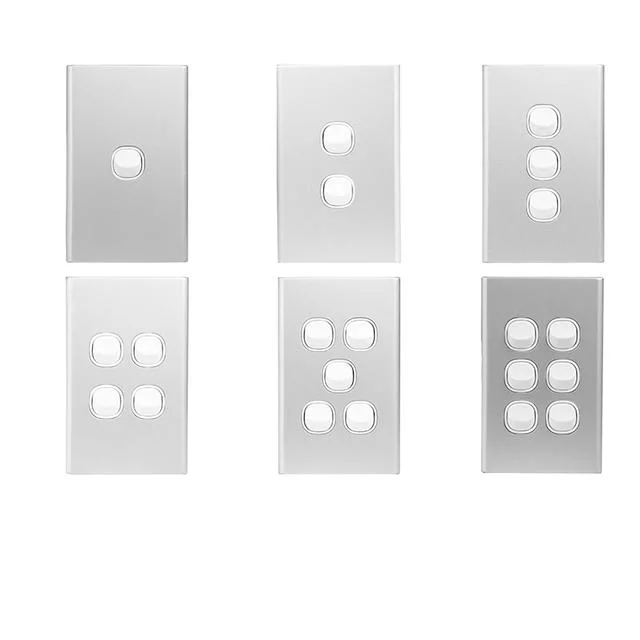 High Quality Sliver Five Gang Vertical Wall Switch